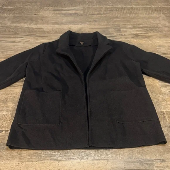 Quince 100% Cotton Black Open Front Knit Quarter Sleeve Cardigan - Size M - Picture 5 of 12